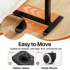 Overbed Bedside Table with Wheels,Tiltable Hospital Bed Table, Pneumatic Adju…