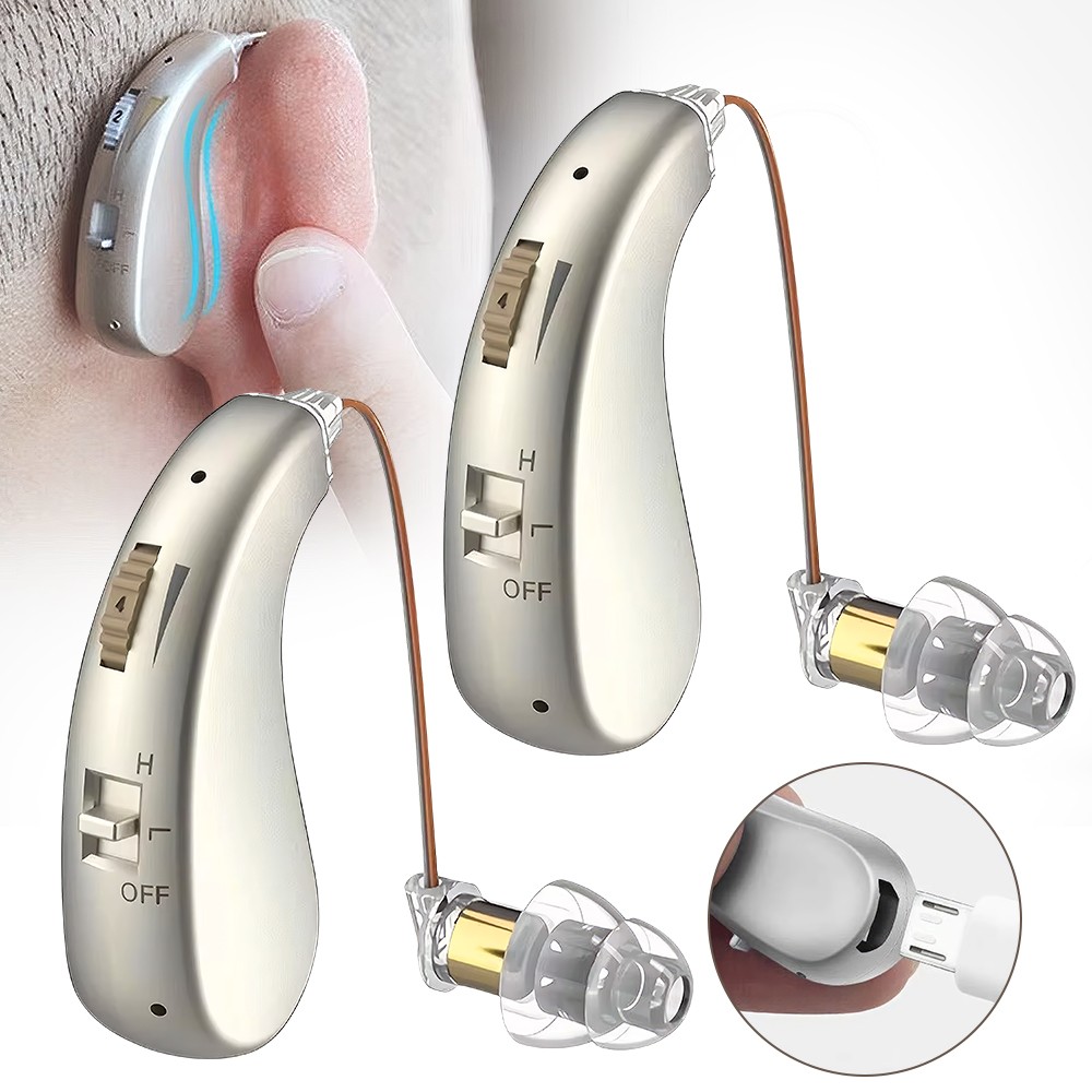 1 Pair Of Digital Hearing Aid Severe Loss Rechargeable Invisible BTE Ear Aids