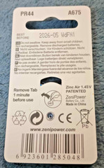 ZeniPower A675 Hearing Aid Batteries – 1.45V, Date: 05/26 NEW