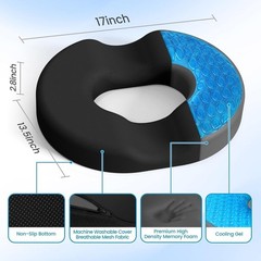 Donut Pillow for Tailbone Pain, Hemorrhoids – Cooling Gel Memory Foam Chair Seat