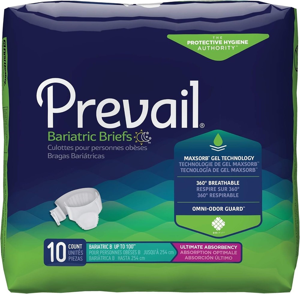 Prevail Bariatric Briefs 10-pack Size B Up To 100” (10 Count Total)