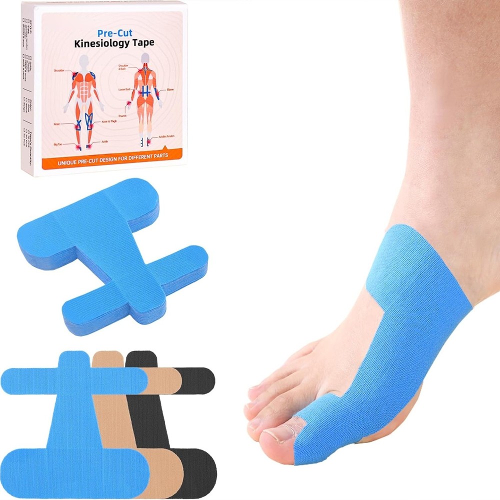 Precut Bunion Kinesiology Tape 40Pcs Big Toe Support Breathable Latex‑Free Blue