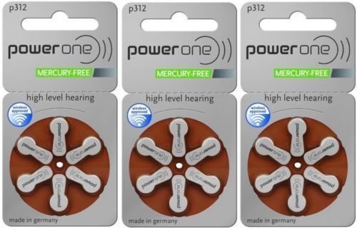 Power One Size Size 312 Hearing Aid Batteries, 20 Packs (Total of 120 Batteries)