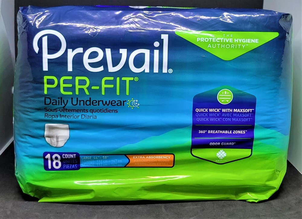 Prevail Per-Fit Large (44″-58″) Daily Underwear 18 Count Protective Hygiene