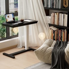 Solid Wood Overbed Bedside Table with Wheels,Tilt Top Hospital Bed Table Adjusta