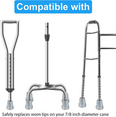 Cane Tips Heavy Duty Rubber Replacement 7/8 Inch Gray for Walking Canes Crutches