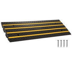 48″ Heavy Duty Rubber Driveway Curb Ramp – 33000 LBS Capacity, Low Profile, Refl