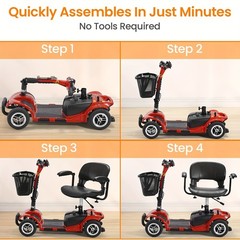 2024 4 Wheels Mobility Scooter Power Wheel Chair Electric Device Compact Updates