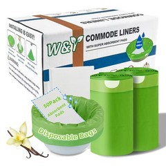 50 Pack Commode Liners with Super Absorbent Pads, Universal Fit All Standard …