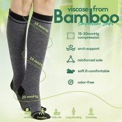 Iambamboo Mens Compression Socks for Large-X-Large, I5-3pairs (Light Gray)