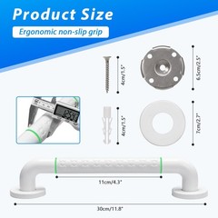 2 Pack 16 Inch White Shower Grab Bar,Bath Grab Rails with AntiSlip Grip and S…