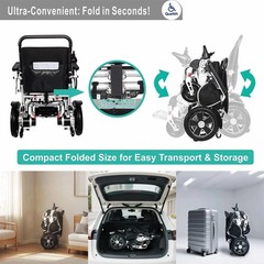 Lightweight Foldable Electric Wheelchair 360° Joystick All Terrain Power Chair