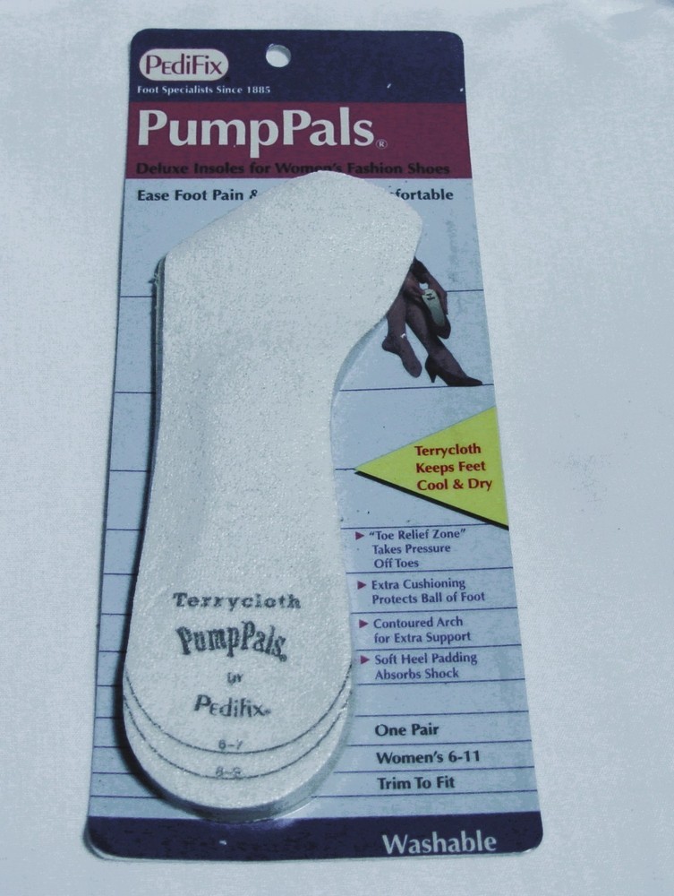 Pedifix Terrycloth PumpPals Insoles, Pack of 1 Pair (Women’s Size 6-11)