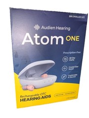 Audien Hearing Atom One CIC Rechargeable OTC Hearing Aids Pair w/ Charging Case