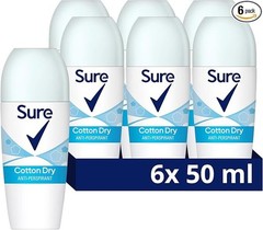Sure Cotton Dry Roll-On Deodorant – 6Pk X 50Ml