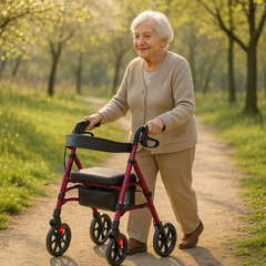 Vitopa Rollator Walker w/ Seat 350lb 8in Wheel Foldable