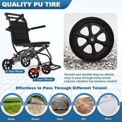 Lightweight Foldable Portable Transport Wheelchair For Adults, Travel Wheelchair
