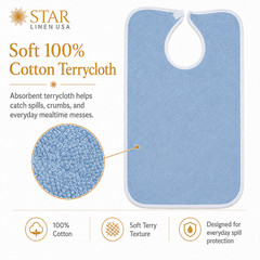 Adult Bibs For Eating, Washable Reusable Clothing Protector Adjustable Closure
