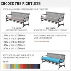 Tounosnt Outdoor Bench Cushion 36 X 18 X 3.5 Inch 36 x 18 x in, Lake Blue