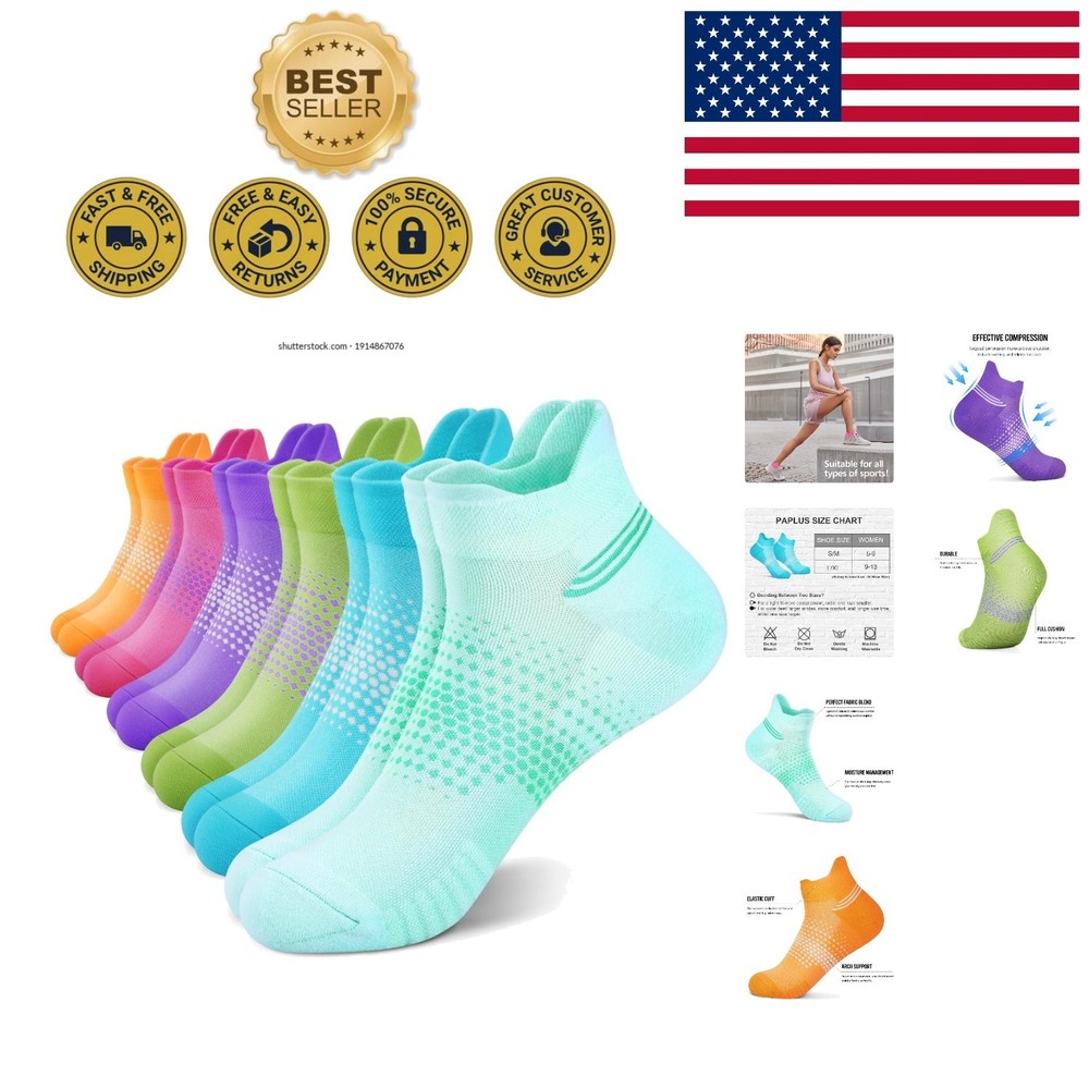 Multicolor Ankle Compression Socks for Women – 6 Pairs, Ultra Comfort & Support