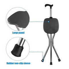 Folding Canes with Seat – Adjustable Height Walking Stick, 440 lbs Capacity, Fro