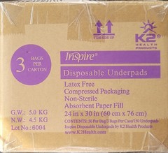 New Inspire Disposable Underpads Latex Free, Non Sterile 3×50=150 pc.