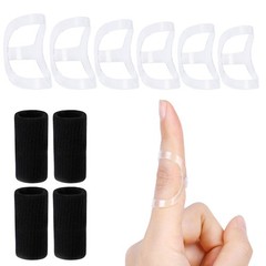 10Pcs Clear Oval Finger Splints & Sleeves Kit, 6 Size 4,5,6,7,8,9,