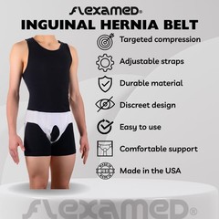 Medium White Left Side Inguinal Groin Hernia Truss With Compression Pad