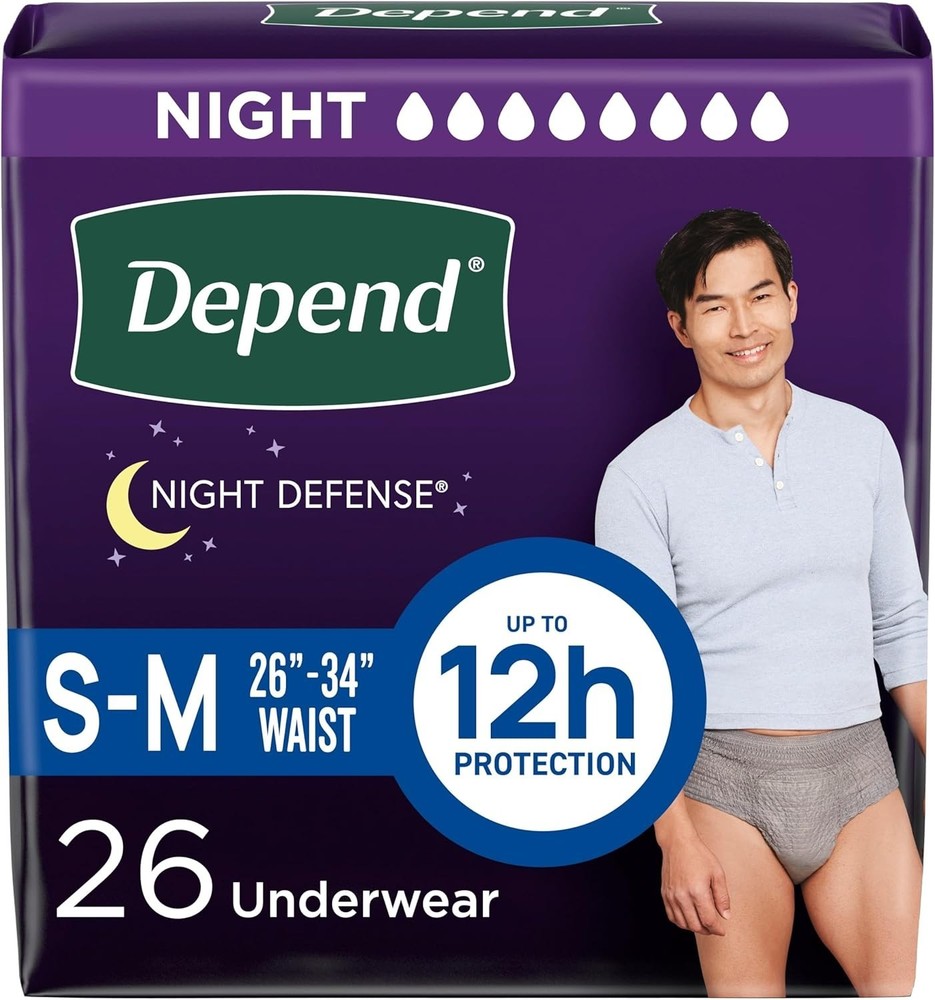 Depend Night Defense Underwear Men Overnight Absorbency Leak Protection S/M/L/XL