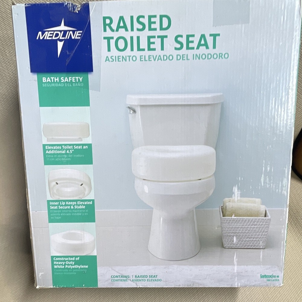 Medline Elevated Toilet Seat White Polyethylene Universal Fit MDS80318RW