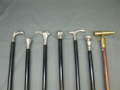 Set of 7 wood walking stick Brass Handle silver black Cane compilation Style New