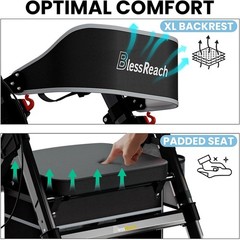 BlessReach Heavy Duty Rollator Walker Adjustable Height Seniors 450 lbs Purple