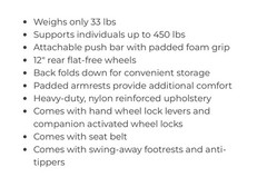 Drive Transport Wheelchair Foldable Red 22″x18″ Seat Flat Tires 450lb Capacity