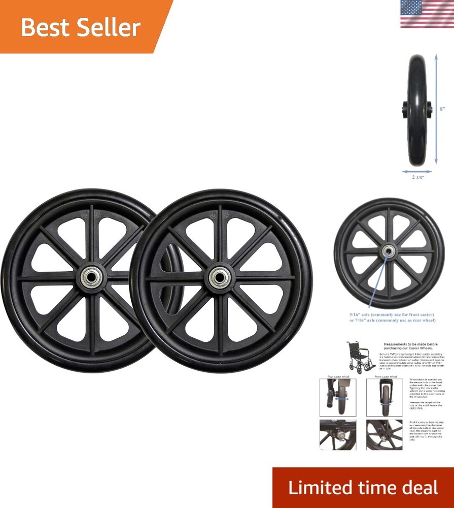 High-Quality 8″ Caster Wheel with Solid Rubber Tire for Wheelchairs & Rollators