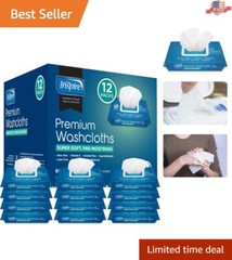 600-Count Adult Washcloths with Aloe Vera & Vitamin E – pH Balanced Cleansing