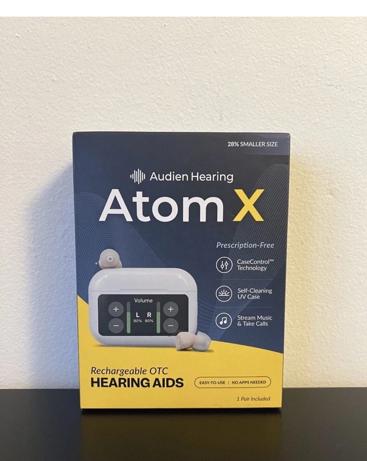 Audien Hearing ATOM X Rechargeable OTC Hearing Aids NEWEST MODEL Case Control