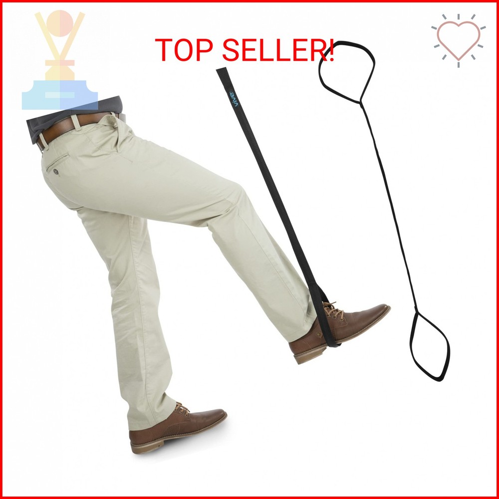 Vive Leg Lifter Strap (44 Inch) – Rigid Foot Loop, Hand Grip for Adult, Senior,