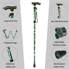 Folding Canes for Men and Women, Floral, Adjustable Height, Lightweight