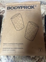 NEW Bodyprox 2 Pack Black Thigh Compression Sleeves Size Medium Silicone Grip
