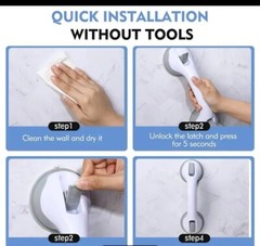 📫One Grip Tub Shower Bar Bath Safety Handle Suction Cup Hand Grab. Lot#119