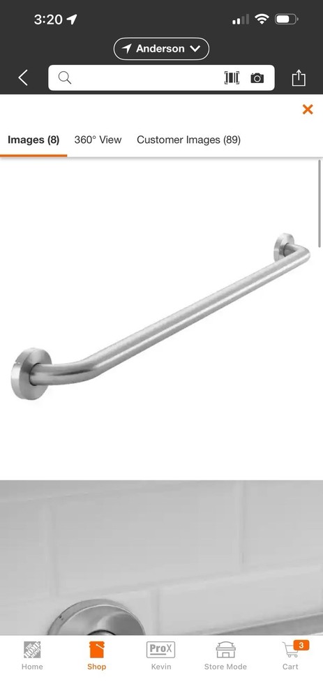 42 In. L X 1 1/4 In. ADA Compliant Grab Bar in Brushed Stainless Steel
