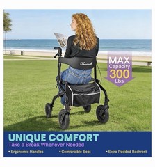 Planetwalk Super Lightweight Rollator Walker with Non-Slip Rubber Wheels