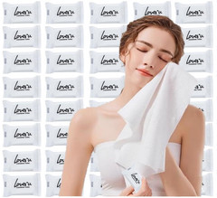 Premium Disposable Washcloths for Travel, 40Pcs Portable Disposable Pure Cotton