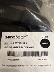New Coretech 845 OA Knee Brace SMALL RIGHT Hinge Knee Brace Black SUP2079BLKRS