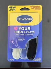 Dr. Scholl’s Heel Liner Cushions 3 Pairs Removable Self-Adhesive 6-10