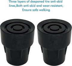 Metal Reinforced Skid-Resistant Cane Tips – Fits 1″ Diameter Canes, Pack of 2