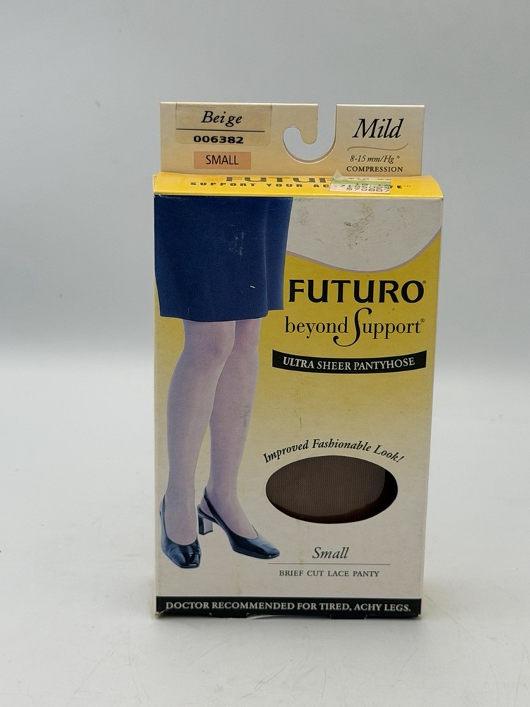 Futuro Beyond Support Ultra Sheer Pantyhose Small Beige Mild Compression 8-15