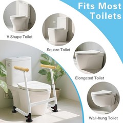 Toilet Safety Rails (350LBS), Adjustable Height Toilet Safety Frame for Elderly