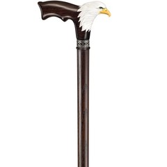 Asterom Hand-Painted Wooden Carved Walking Cane For Men – Bald Eagle – Unique