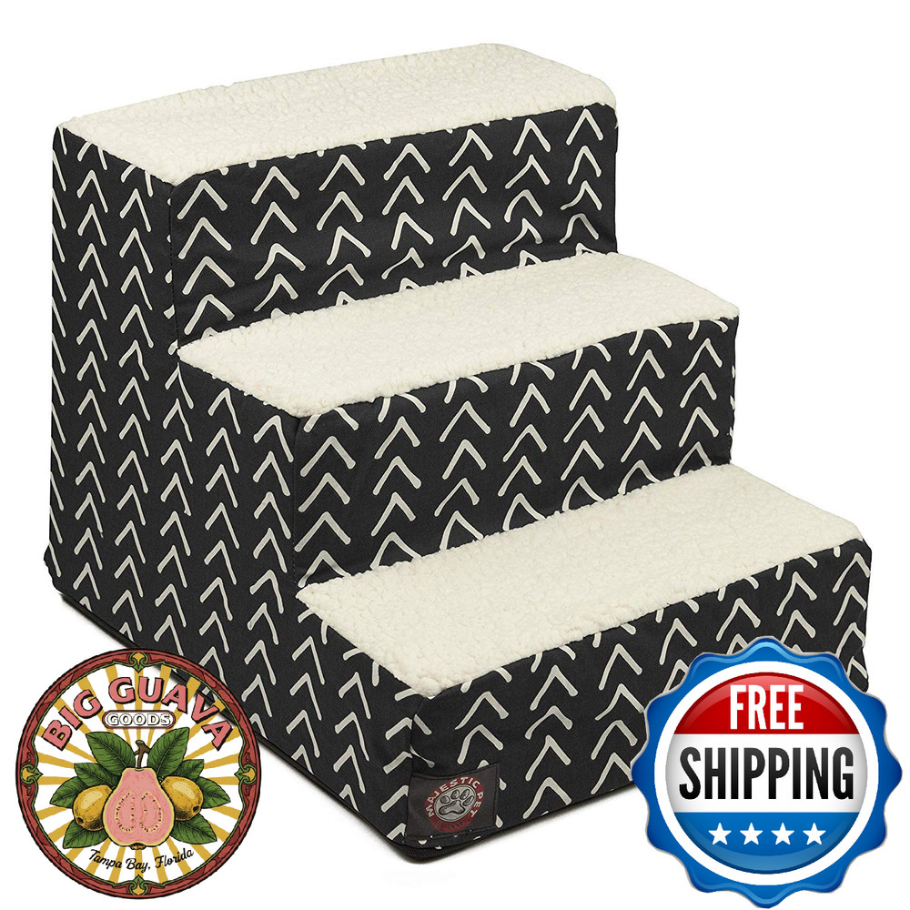Majestic Pet 3 Step Portable Dog Stairs for Small Dogs to get on Bed Supports 25